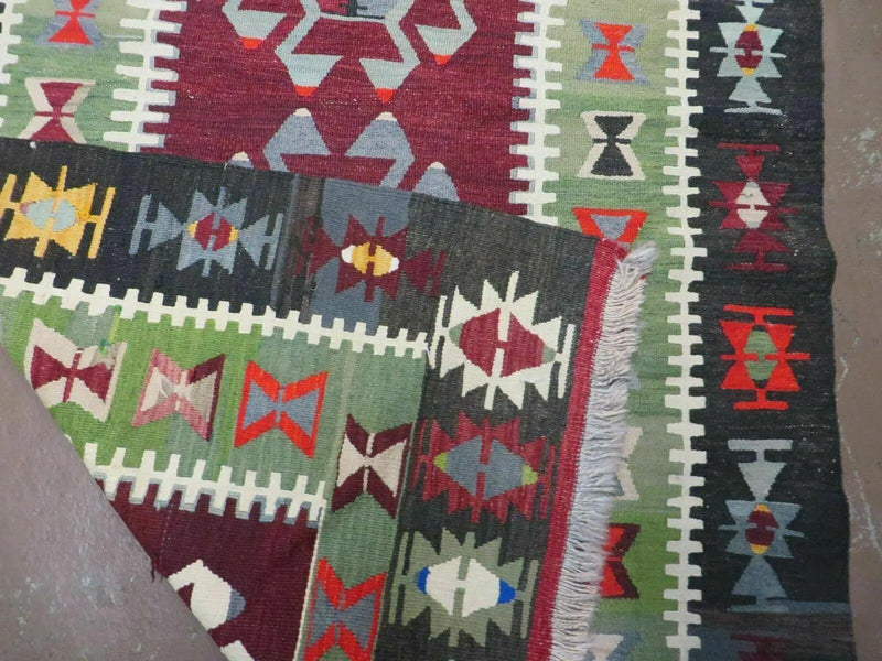 3' 8" X 5' Vintage Turkish Kilim Handmade Flat Weave Wool Rug Veg Dyes by Jewel Rugs