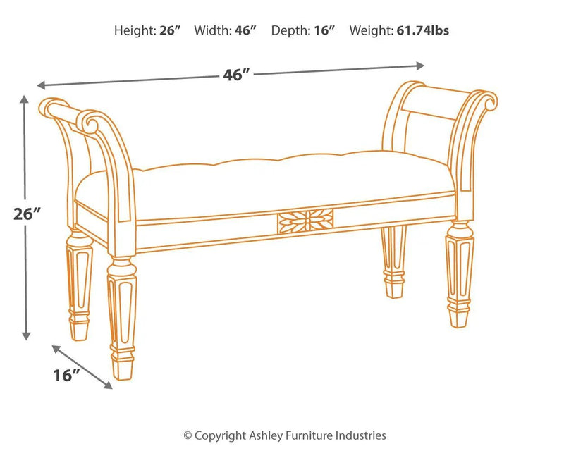Realyn - Accent Bench - Antique White by Unique Piece Furniture