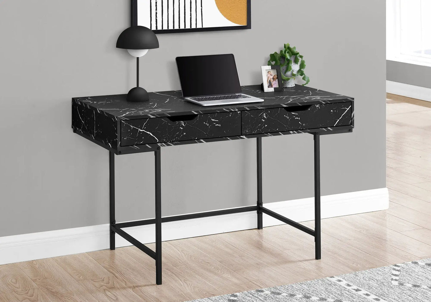 Computer Desk For Home Office, Storage Drawers, Marble Look Contemporary & Modern by HouseOfZazla
