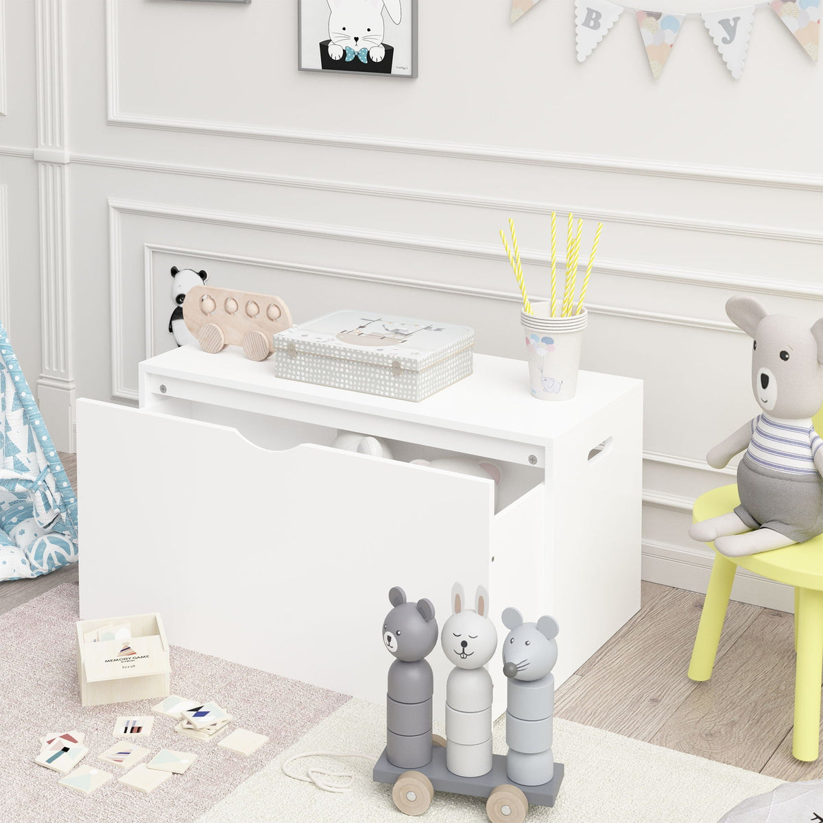 Toy Storage Organizer With Rolling Drawer - White, photo 2 of 4