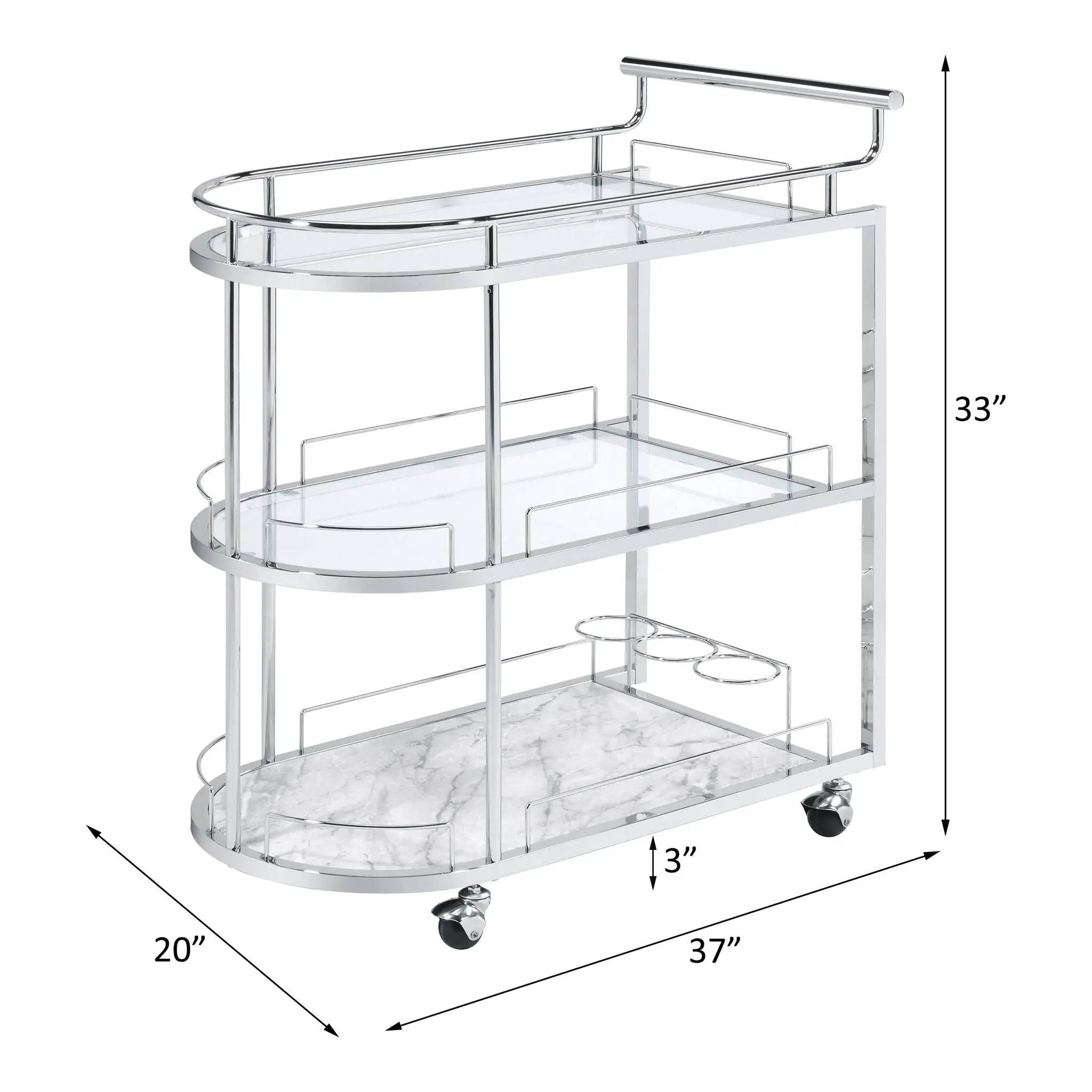 Inyo - Serving Cart - Clear Glass & Chrome by Unique Piece Furniture