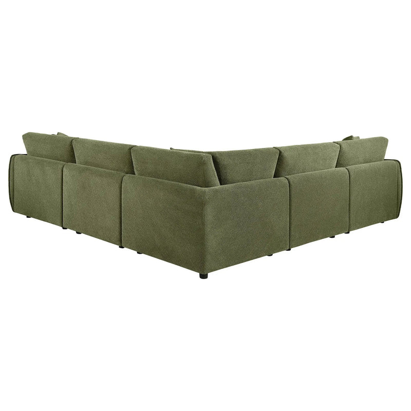 Elysia 5-piece Chenille Upholstered Modular Sectional Sofa Green by Unique Piece Furniture