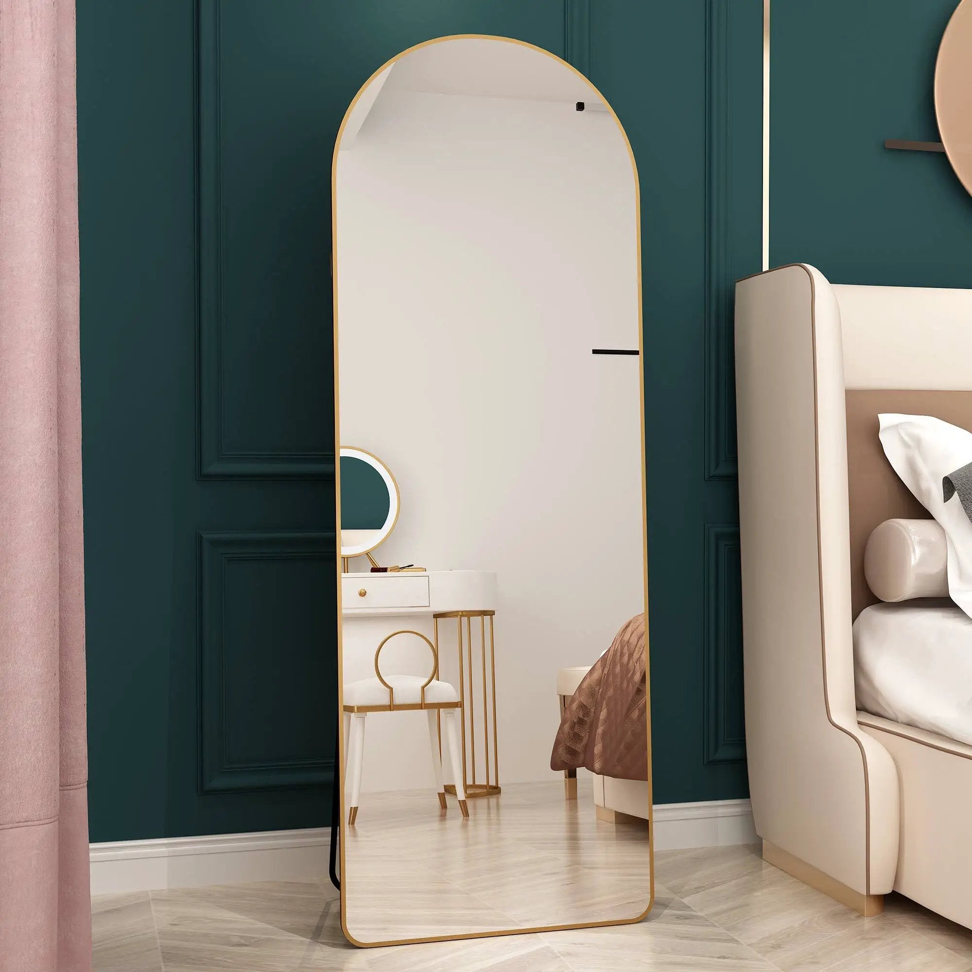 The 4th Generation Floor Mounted Full Length Mirror with Gold Frame by HouseOfZazla