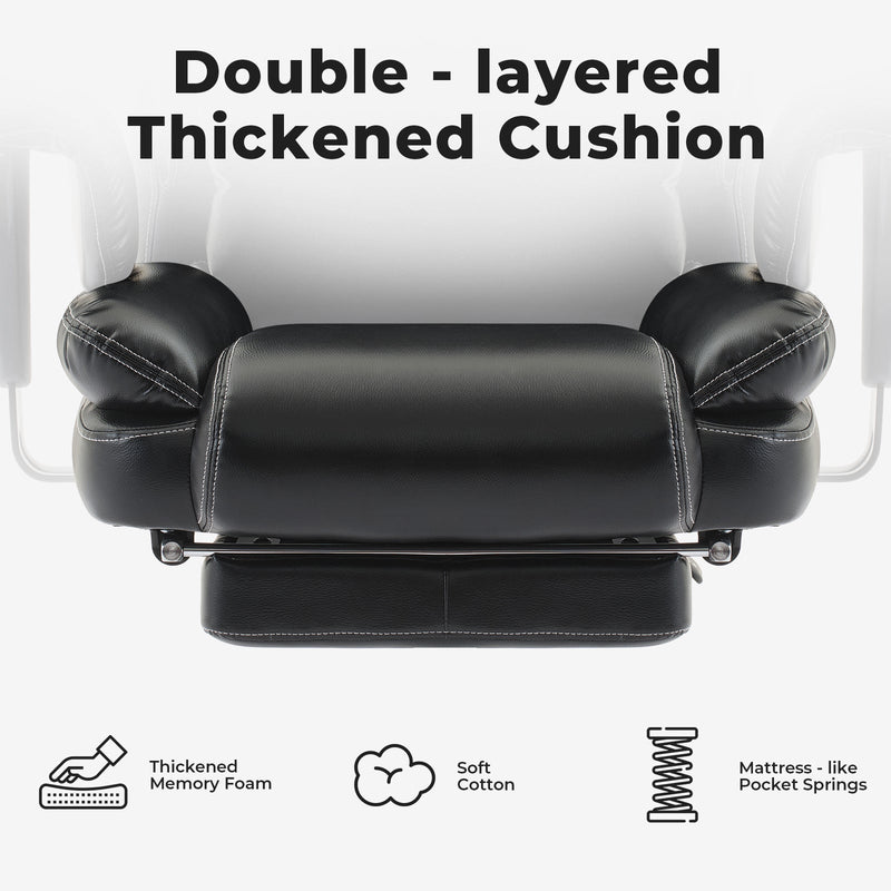Ergonomic Office Chair with Lumbar Support and Liftable Headrest - Black PU Leather, photo 5 of 10