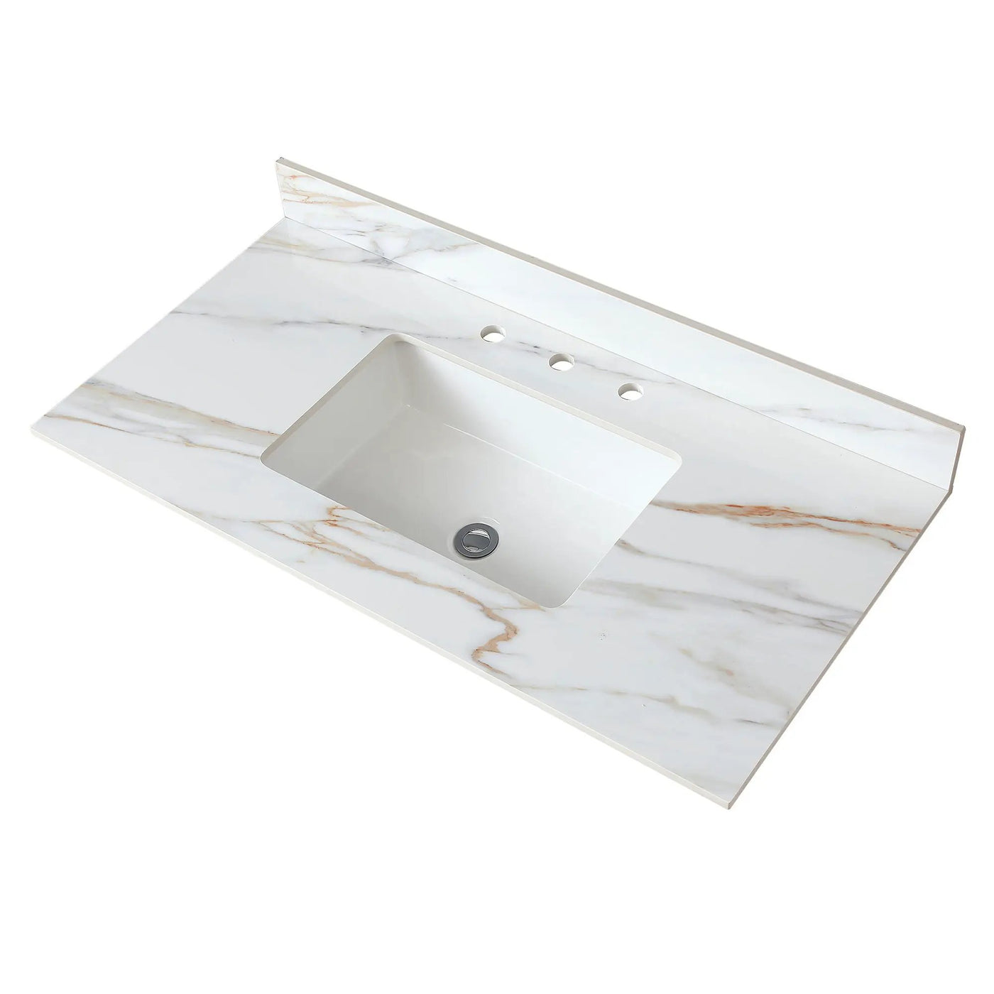 Vanity Top With Undermount Sink And Backsplash, Sintered Stone by HouseOfZazla