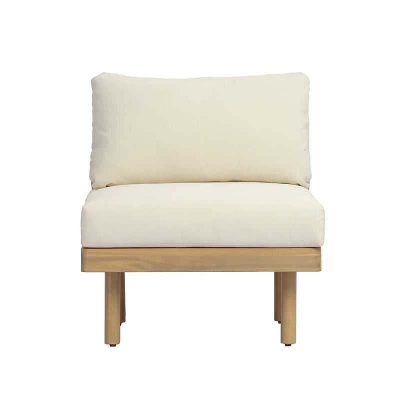 Acacia Wood Outdoor Armless Chair with Rope Back & Weather-Resistant Cushion by HouseOfZazla