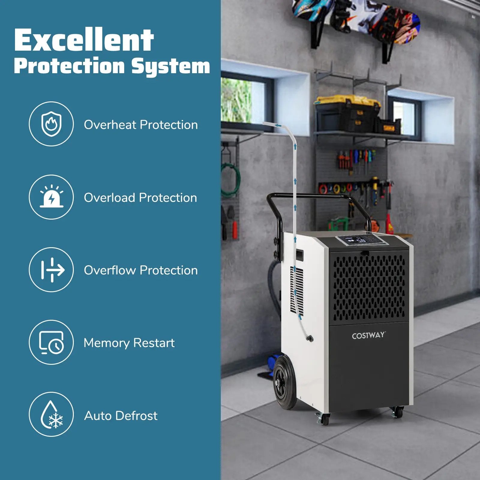 154 Pints Commercial Dehumidifier with Pump and Drain Hoses by DirectDeals