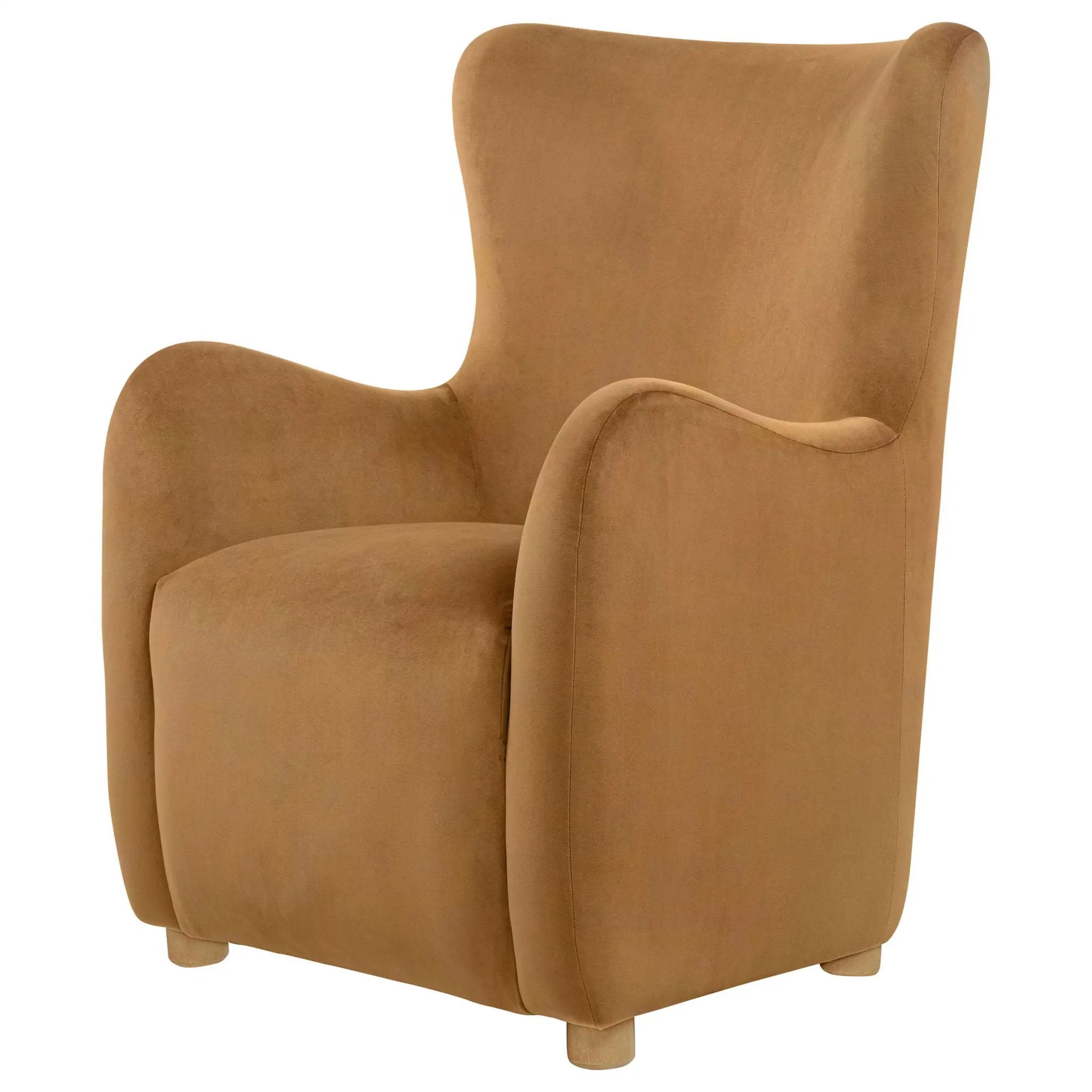Thornton Velvet Upholstered Wingback Lounge Accent Chair Cognac by Unique Piece Furniture