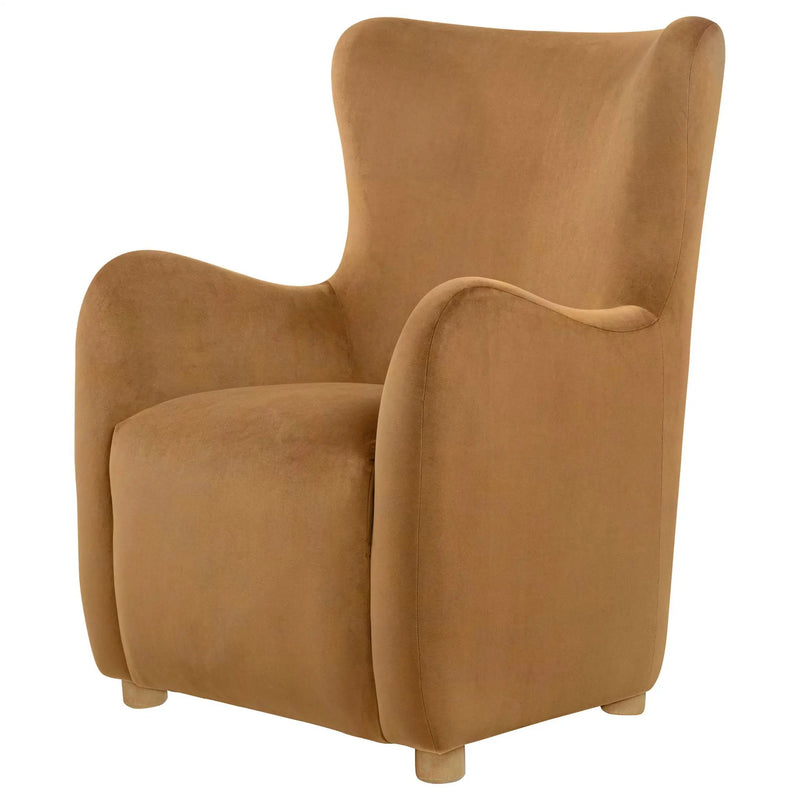 Thornton Velvet Upholstered Wingback Lounge Accent Chair Cognac by Unique Piece Furniture