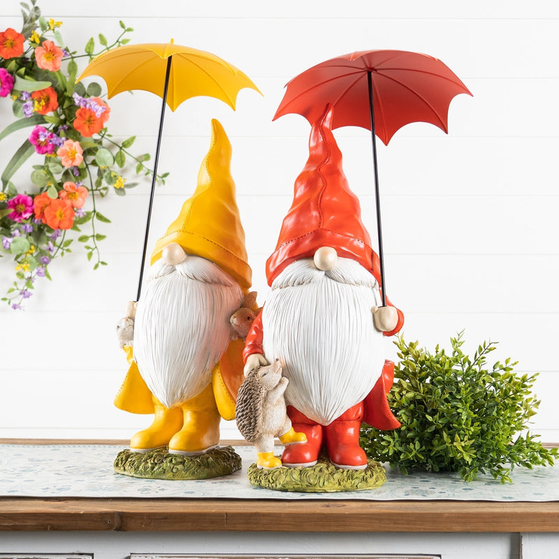 Garden gnome with umbrella and woodland animals (set of 2), photo 4 of 5