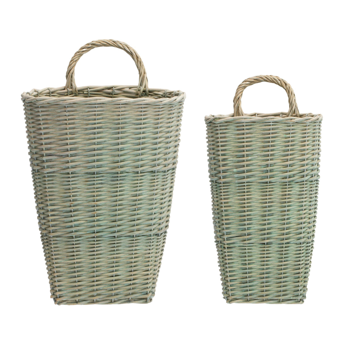 Sage woven wicker wall baskets (set of 2)