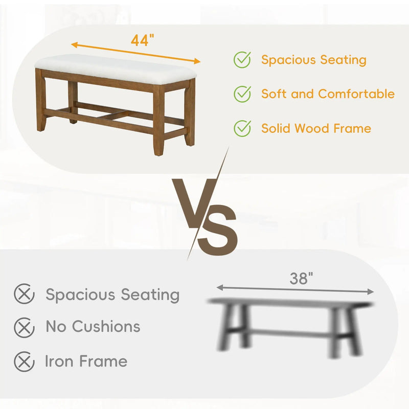 Topmax - 6 Piece Farmhouse Extendable Dining Table Set Trestle Kitchen Table Set With Removable Leaf And Upholstered Dining Chair And Bench For Dining Room by HouseOfZazla