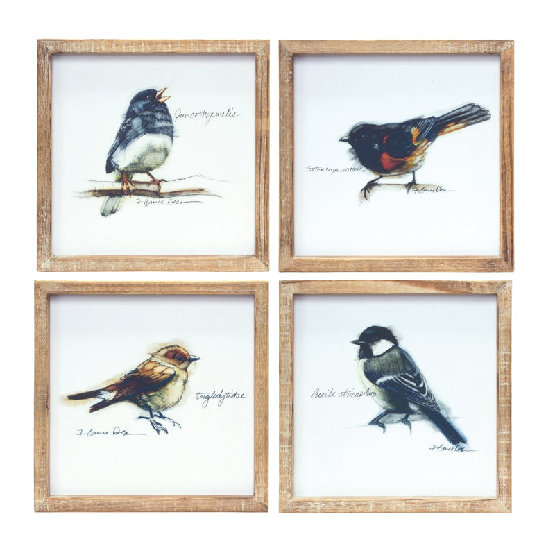 Wood Framed Bird Art Print (Set of 4)