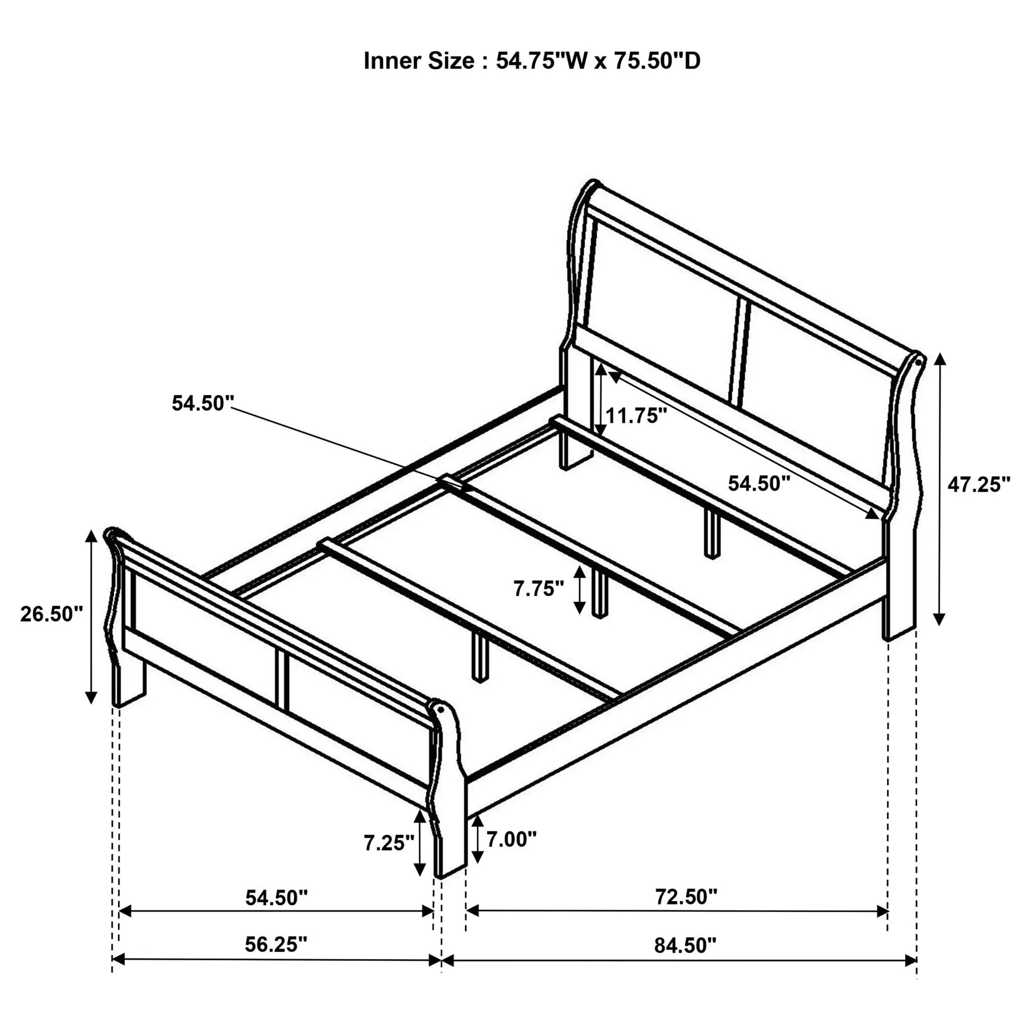 Louis Philippe 47-inch Full Sleigh Panel Bed White by Unique Piece Furniture