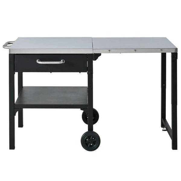 Foldable Outdoor Kitchen Cart With Storage For Patio
