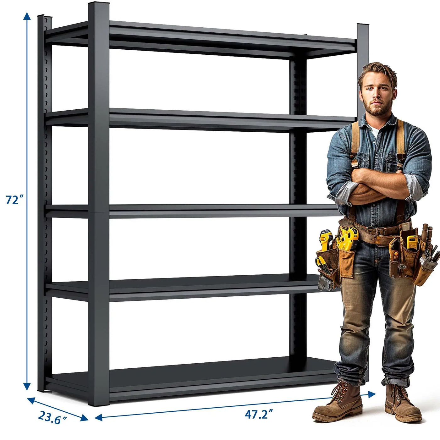Industrial Heavy Duty Metal Garage Shelving Unit, Adjustable Storage Rack by HouseOfZazla