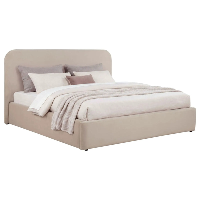 Anders Upholstered Eastern King Storage Lift Platform Bed Beige by Unique Piece Furniture
