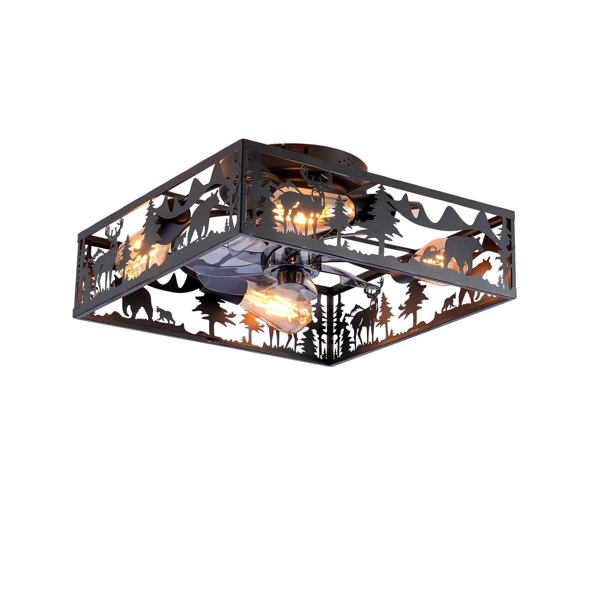 20" Square Fabric Farmhouse Flush Mount Ceiling Fan by HouseOfZazla