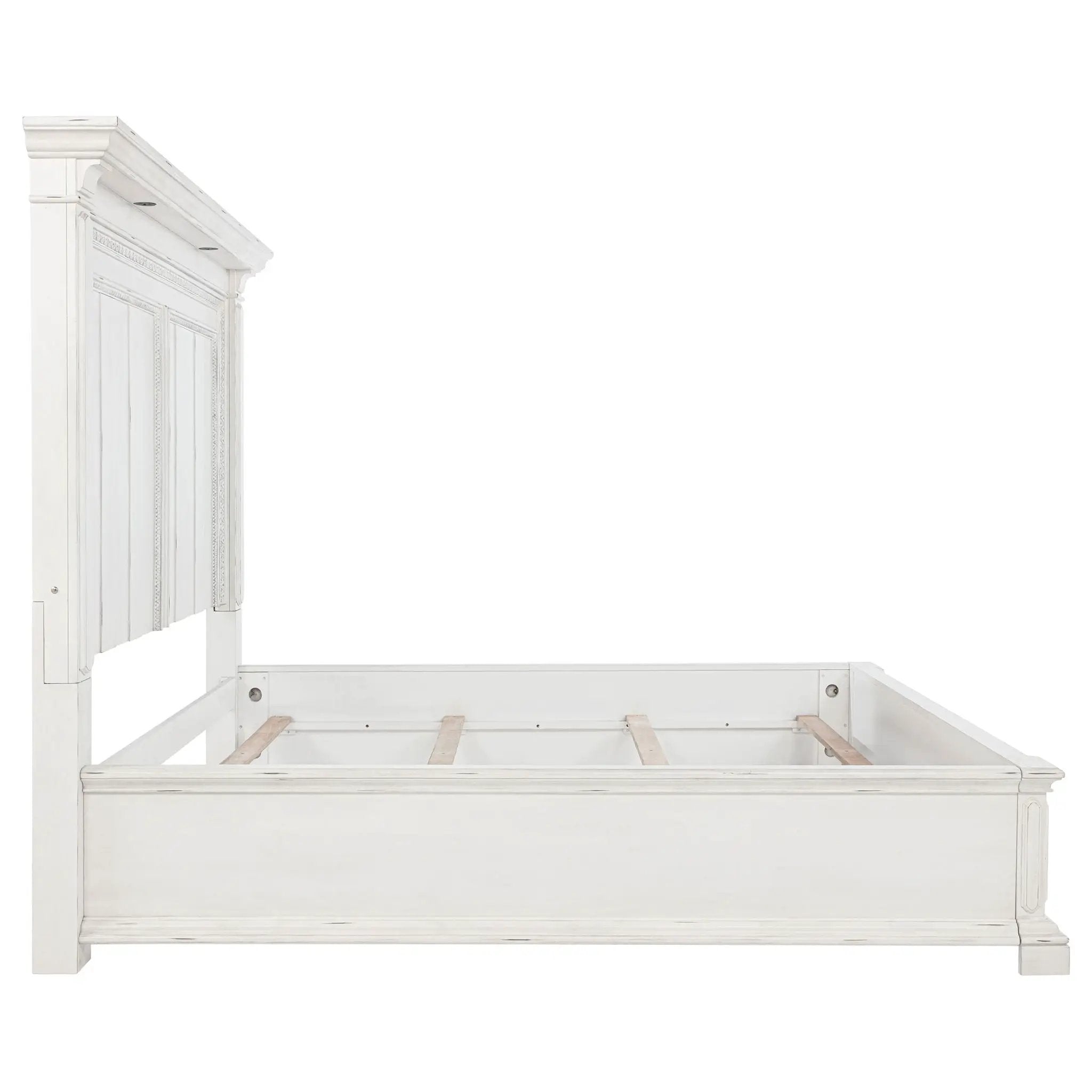 McKinney Queen LED Light Panel Bed Vintage White by Unique Piece Furniture
