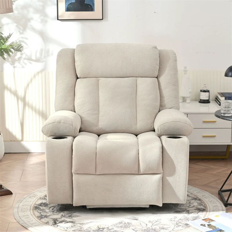 Power Lift Recliner Chair With Extended Footrest, Remote Control, Cup Holders, And Side Pockets by Unique Piece Furniture