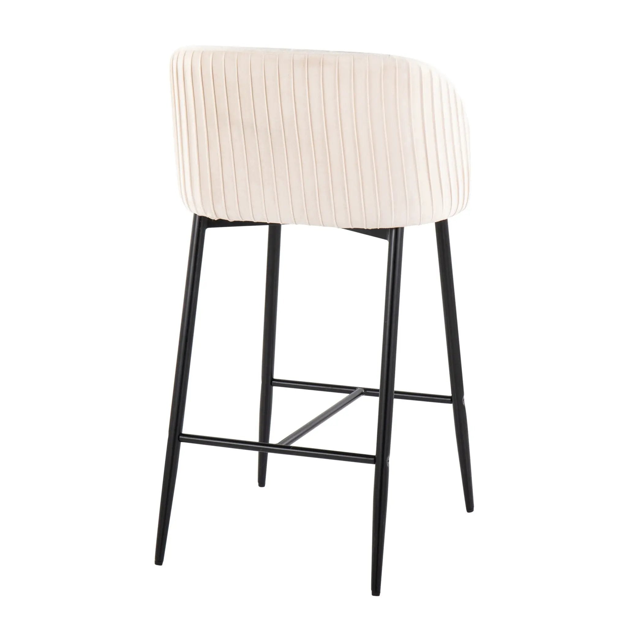Fran - Pleated Waves Contemporary, Fixed Height Counter Stool (Set of 2) by HouseOfZazla