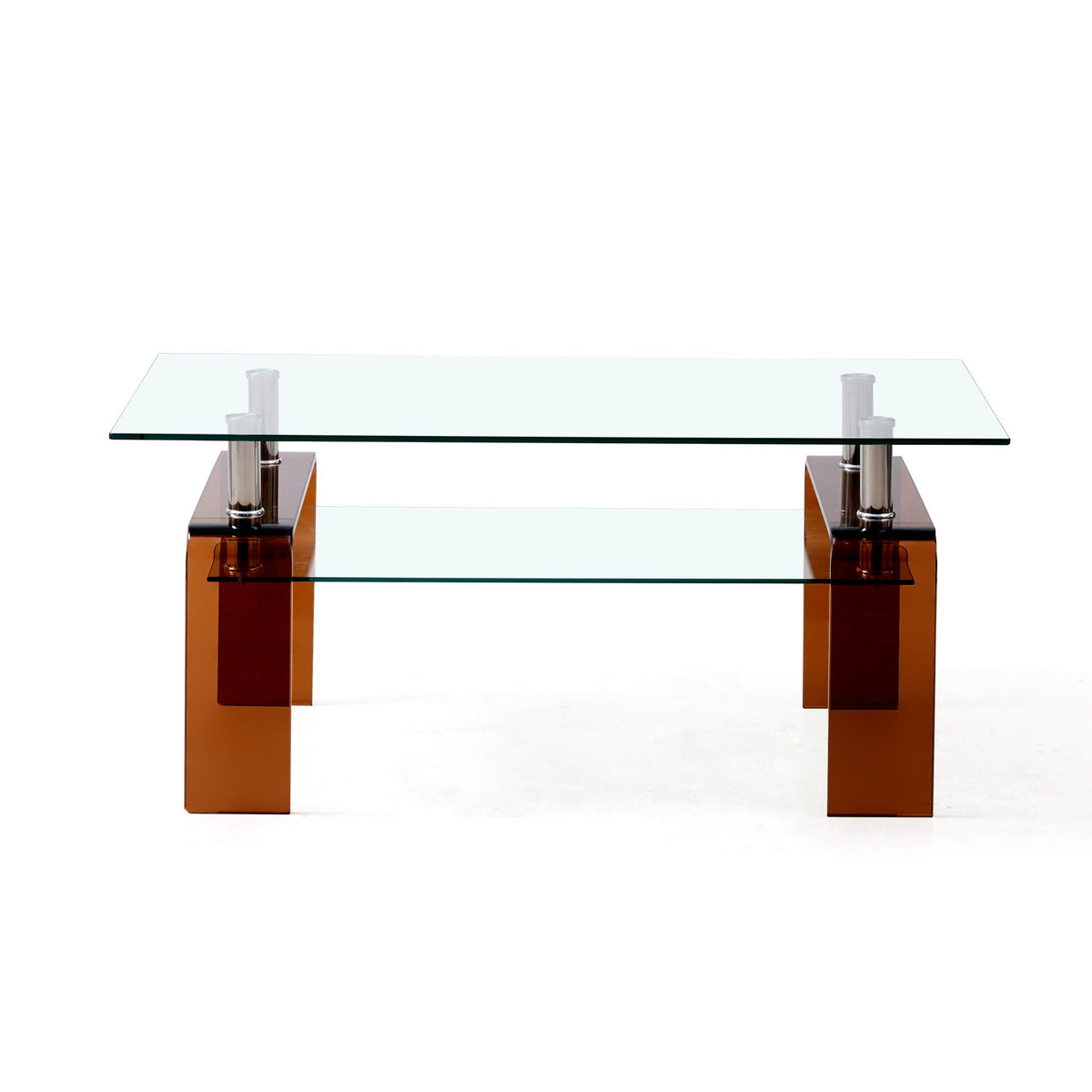 Modern Tempered Glass Coffee Table With 2 Tier Storage For Living Room, photo 9 of 13