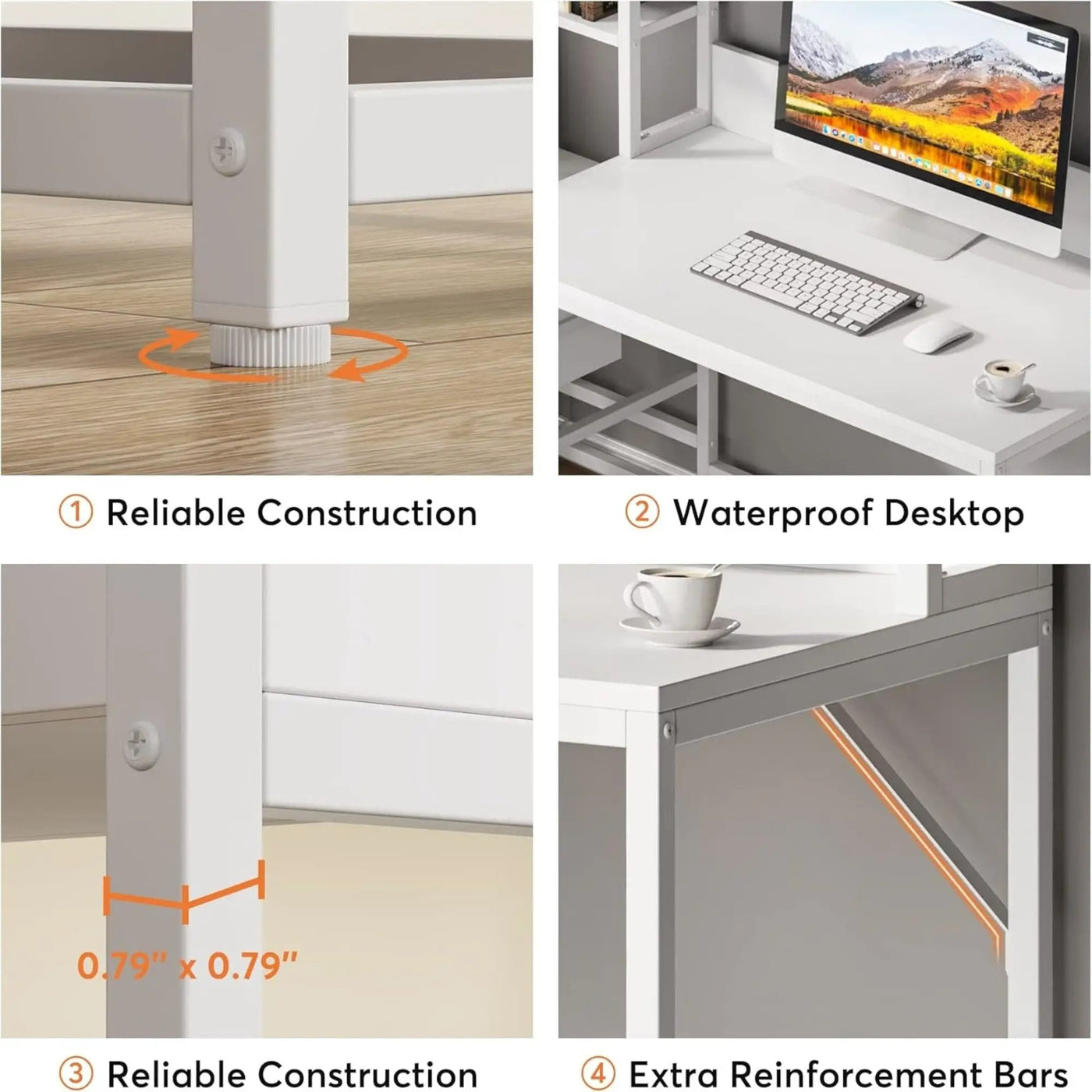 Computer Desk With Hutch, 2 Drawers & Open Shelves by HouseOfZazla