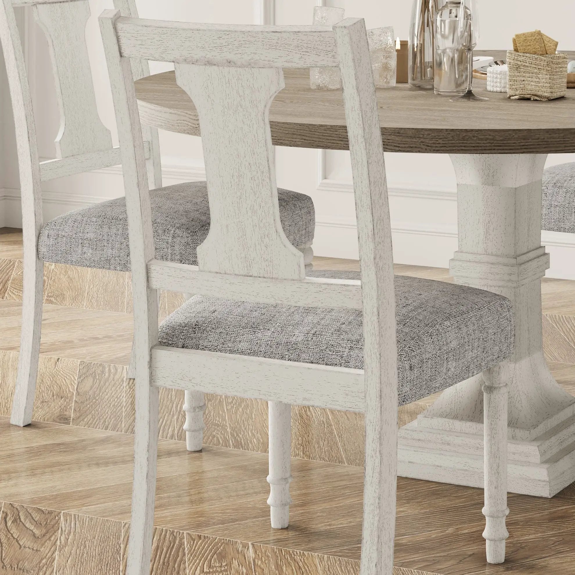 Tannen - Dining Side Chair (Set of 2) - White And Gray by HouseOfZazla