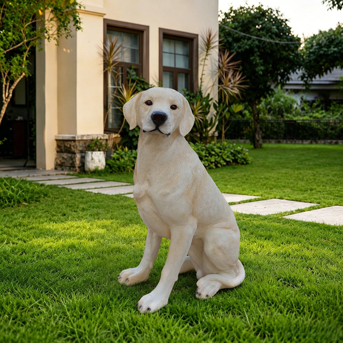 Outdoor Labrador Dog Statue Greeter Garden Decor – Cute Puppy Sculpture for Yard Porch New Year Gift