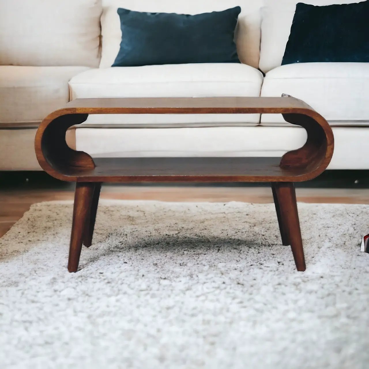 Open Chestnut Coffee Table, Nordic Legs by HouseOfZazla