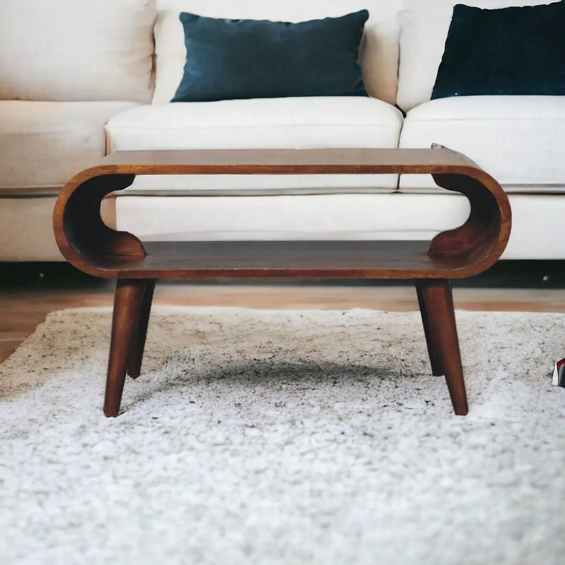 Open Chestnut Coffee Table, Nordic Legs by HouseOfZazla