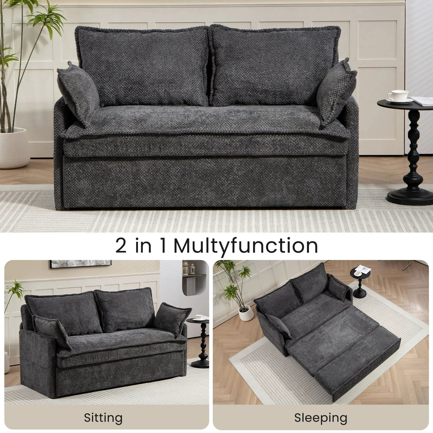 Pull Out Sofa Bed, Convertible Sleeper Sofa Couch, Side Storage, And USB / C - Type Charging Ports Chair by Unique Piece Furniture