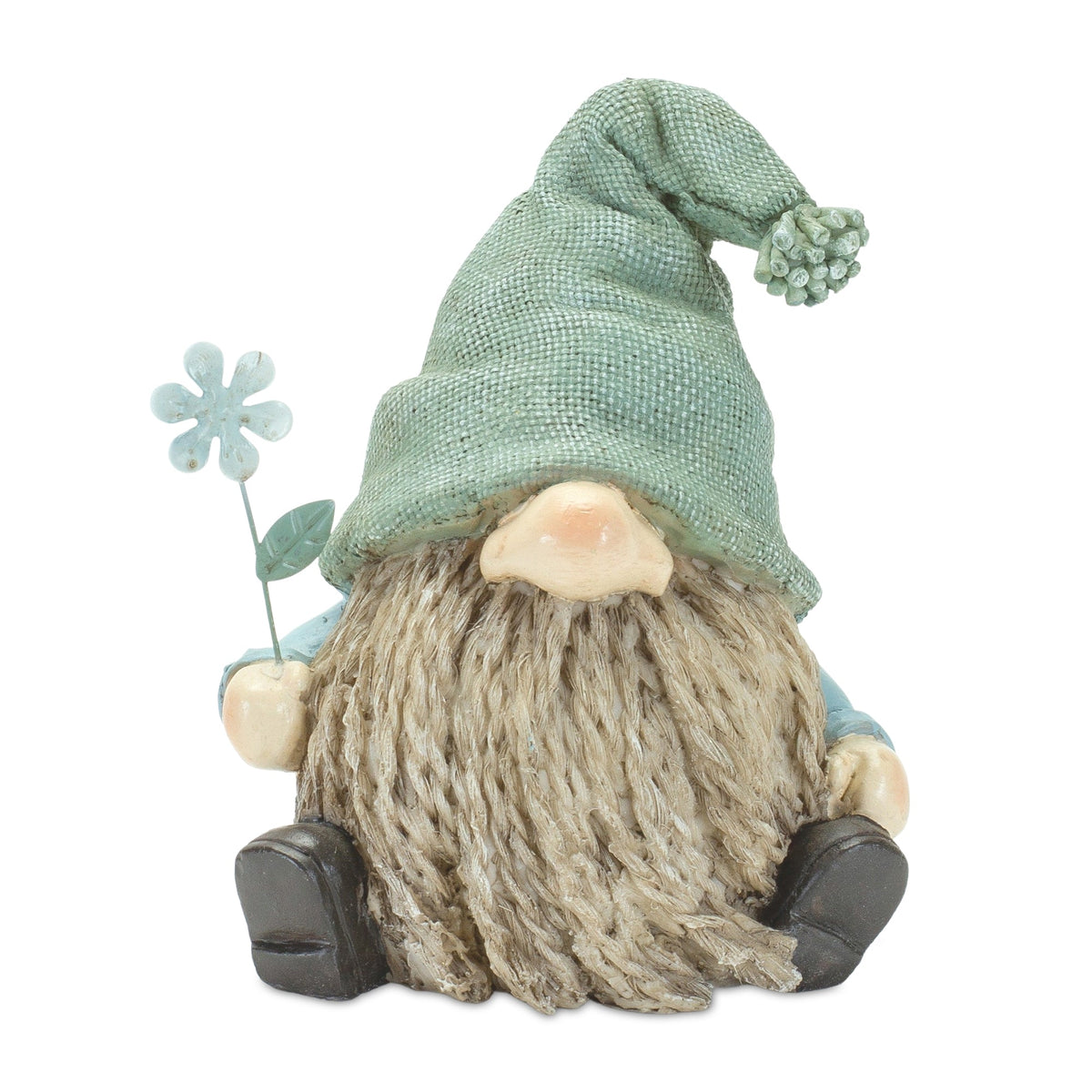 Stone Garden Gnome Figurine with Flower Stem Accent (Set of 4), photo 4 of 5