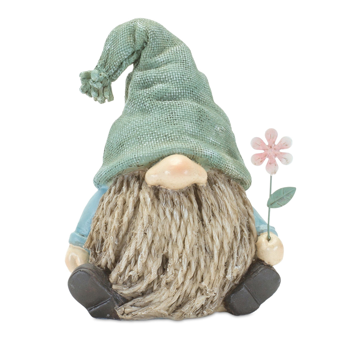 Stone Garden Gnome Figurine with Flower Stem Accent (Set of 4), photo 5 of 5