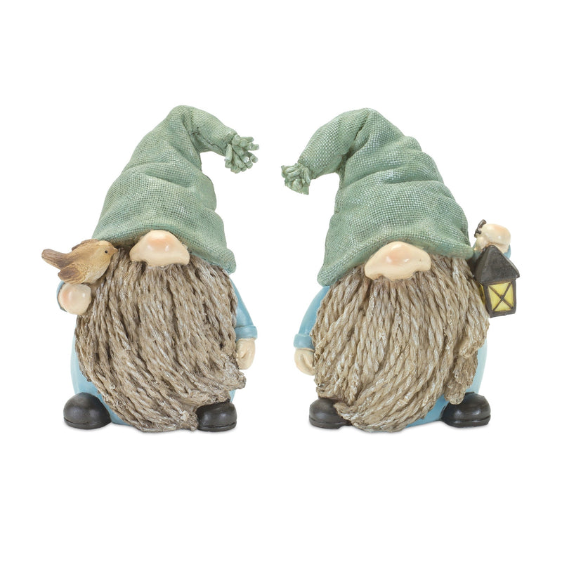 Stone Garden Gnome Figurine with Bird and Lantern Accent (Set of 4), photo 2 of 5