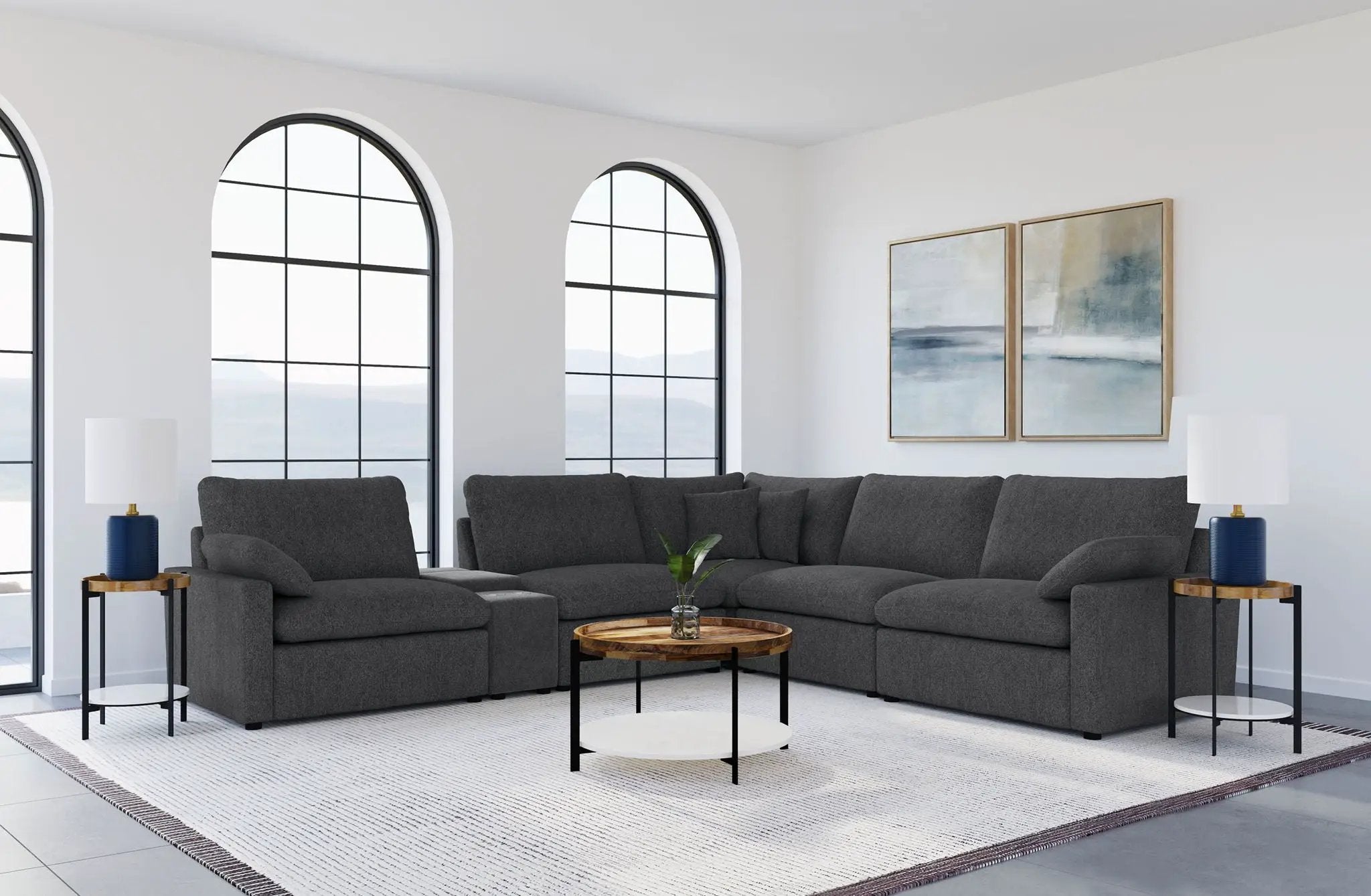 Collins 6-piece Modular Power Reclining Sectional Dark Grey by Unique Piece Furniture