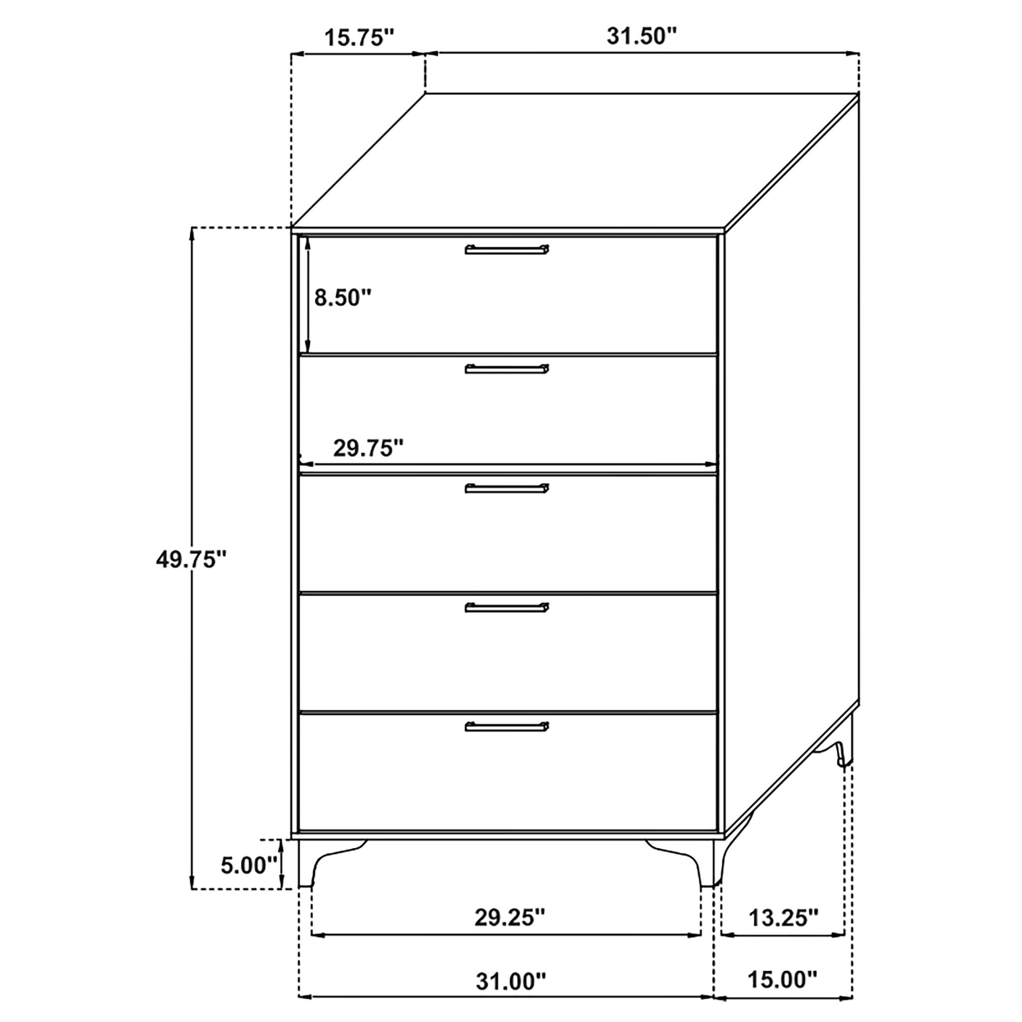 Lexie - 5 Drawer Rectangular Chest - Black by HouseOfZazla