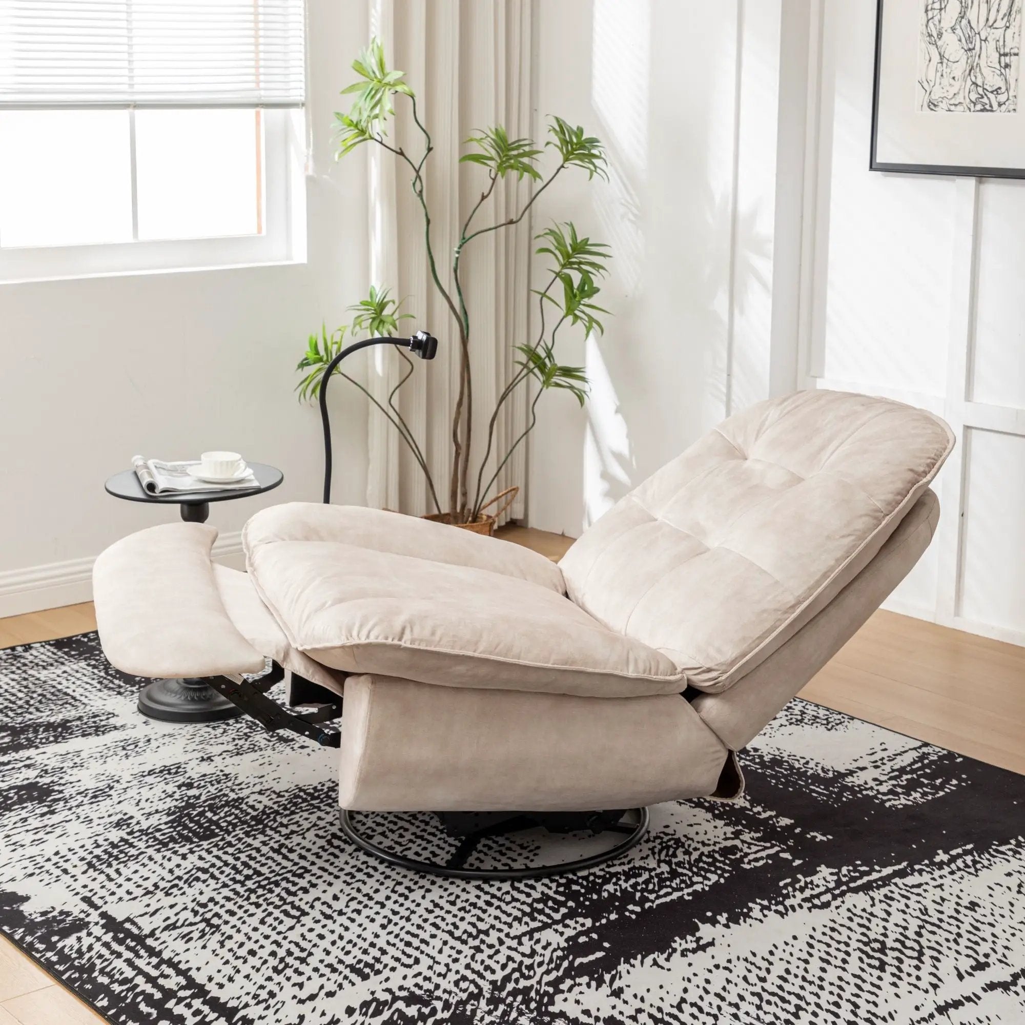 Modern Swivel Gliding Recliner Chair With Rocking Function And Phone Holder, Large Comfortable by HouseOfZazla
