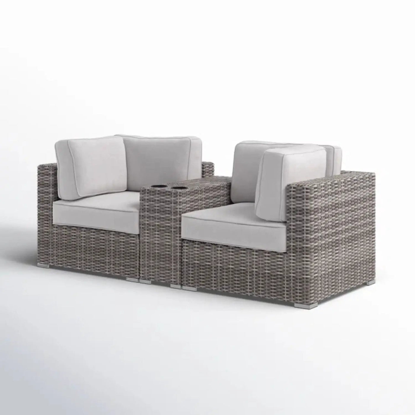 Handcrafted Outdoor Loveseat With Wicker Seating by Unique Piece Furniture
