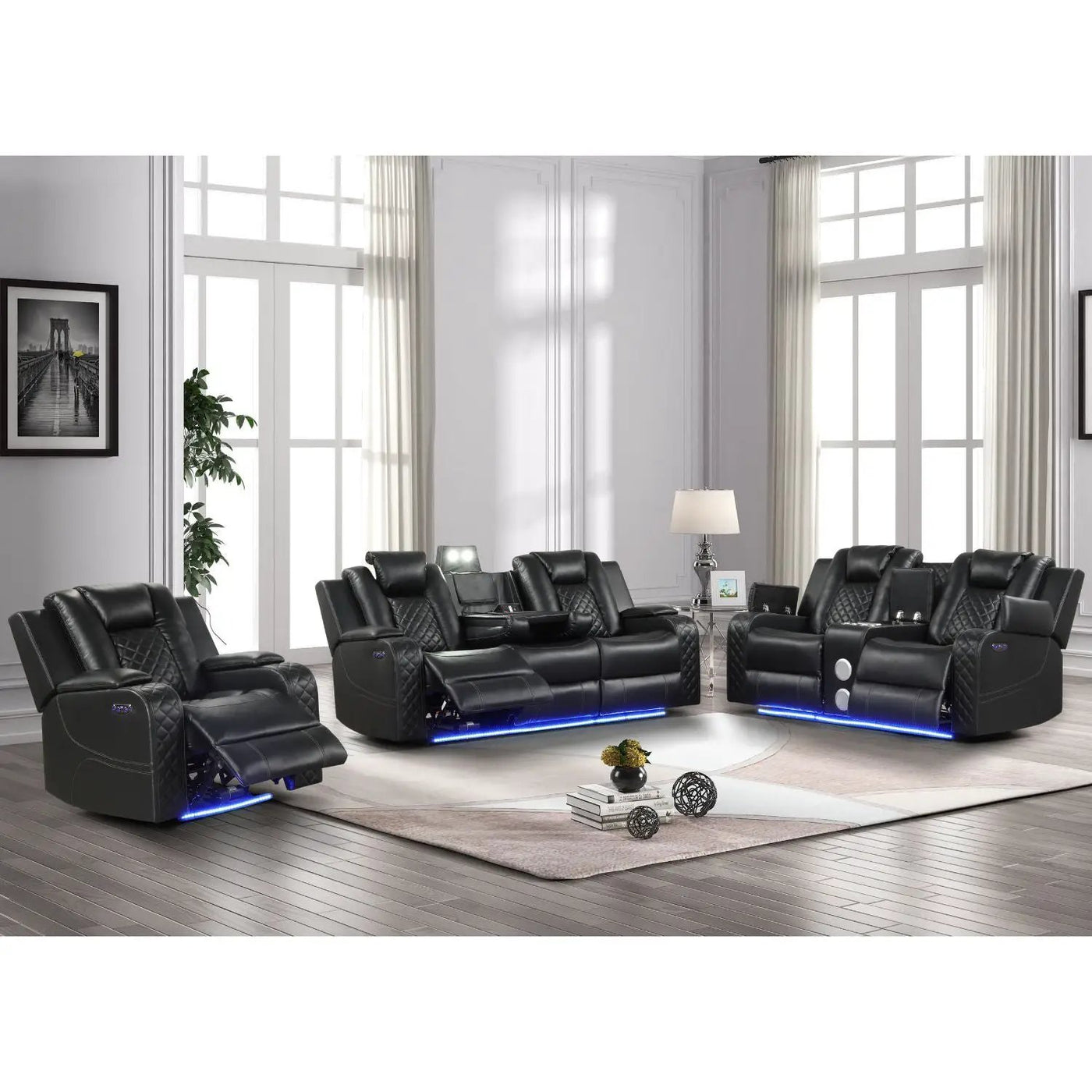 Benz - LED & Power Recliner With Adjustable Headrests And Ambient LED Lighting by HouseOfZazla