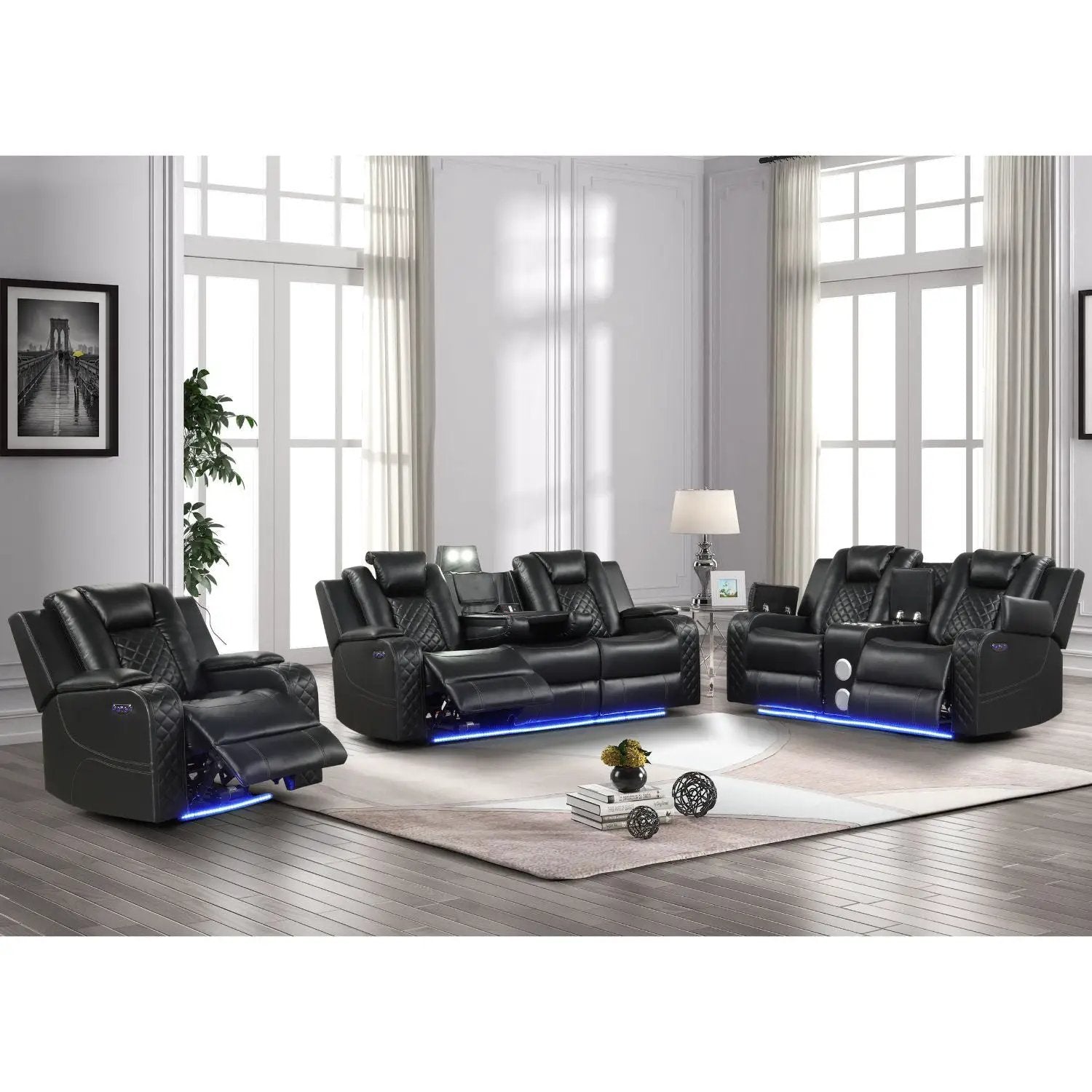 Benz - LED & Power Recliner With Adjustable Headrests And Ambient LED Lighting by HouseOfZazla