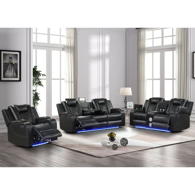 Benz - Power Recliner Set With LED Lighting And USB Charging by HouseOfZazla