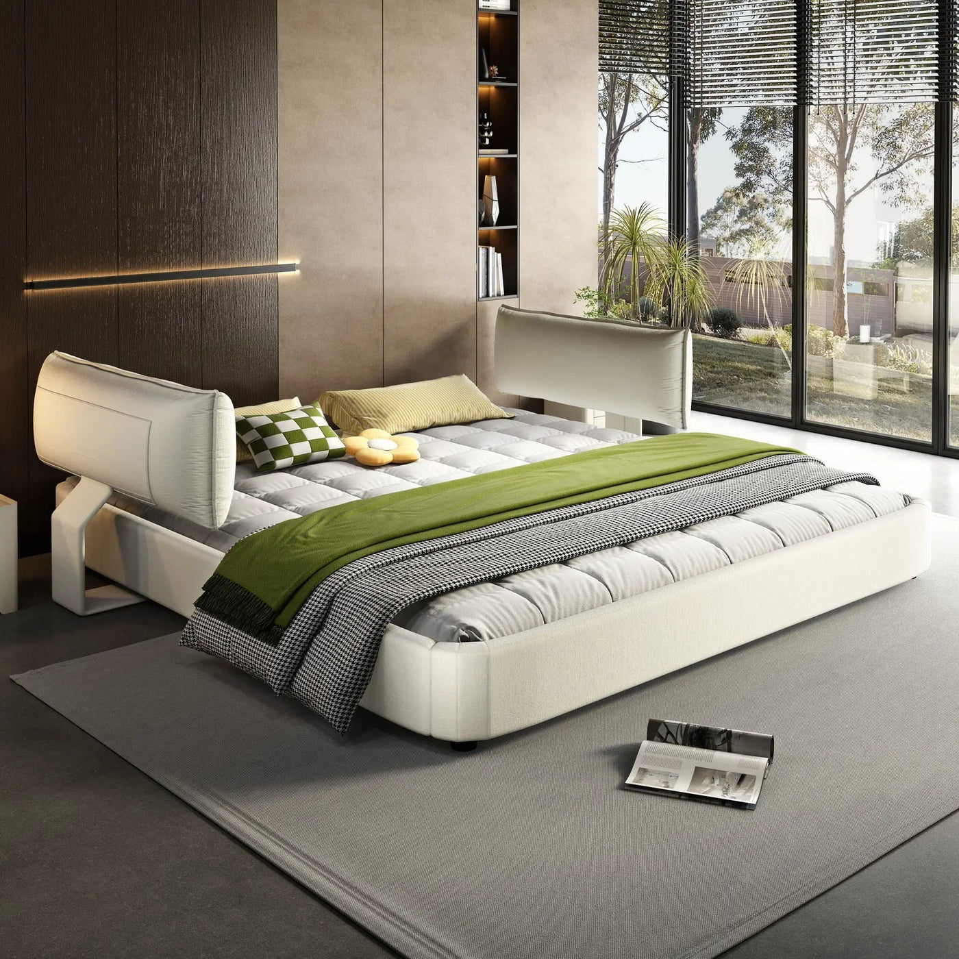 Cloud Bed Frame With Oversized Padded Movable Headboard by HouseOfZazla