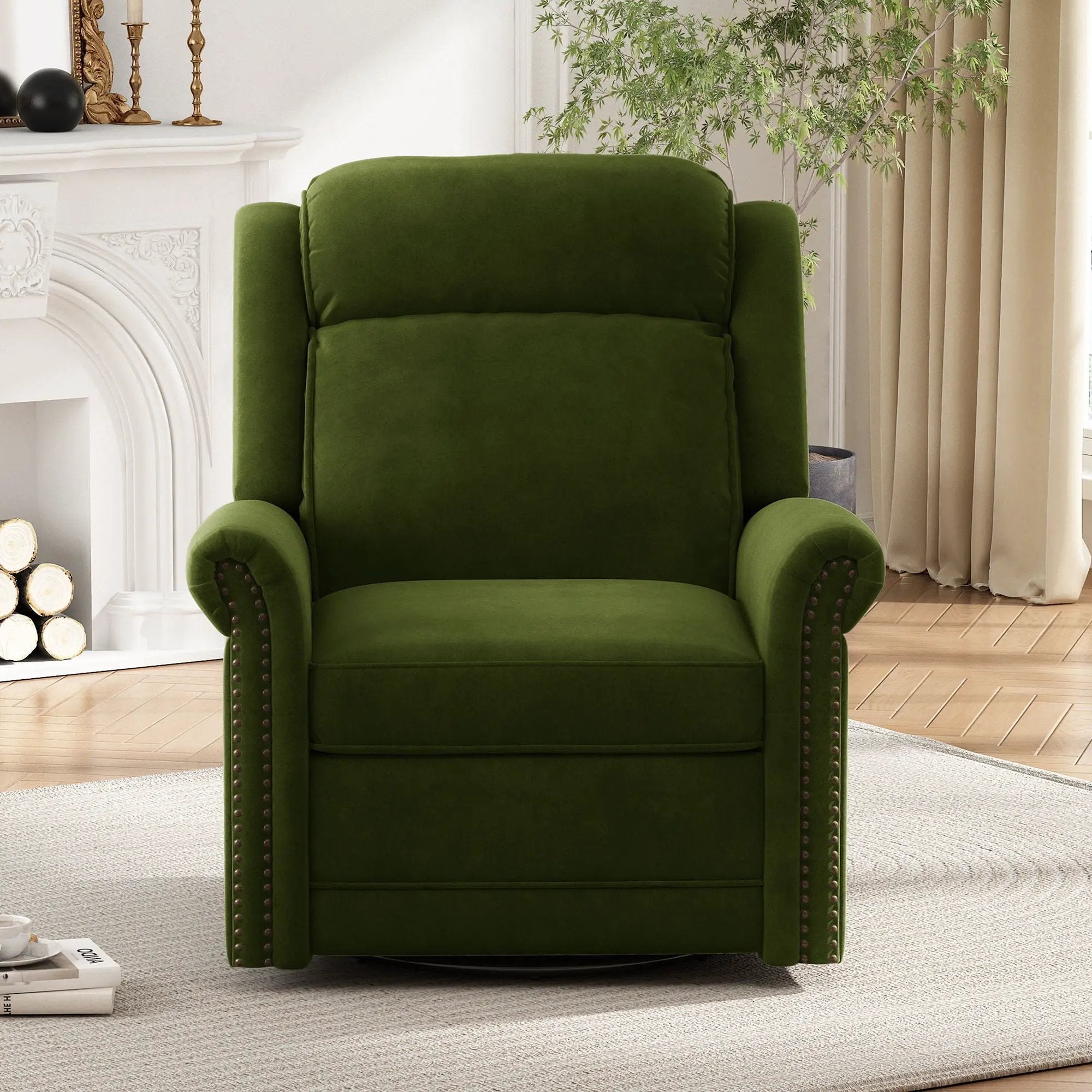 360 Degrees Swivel Manual Rocking Recliner with Adjustable Backrest by HouseOfZazla