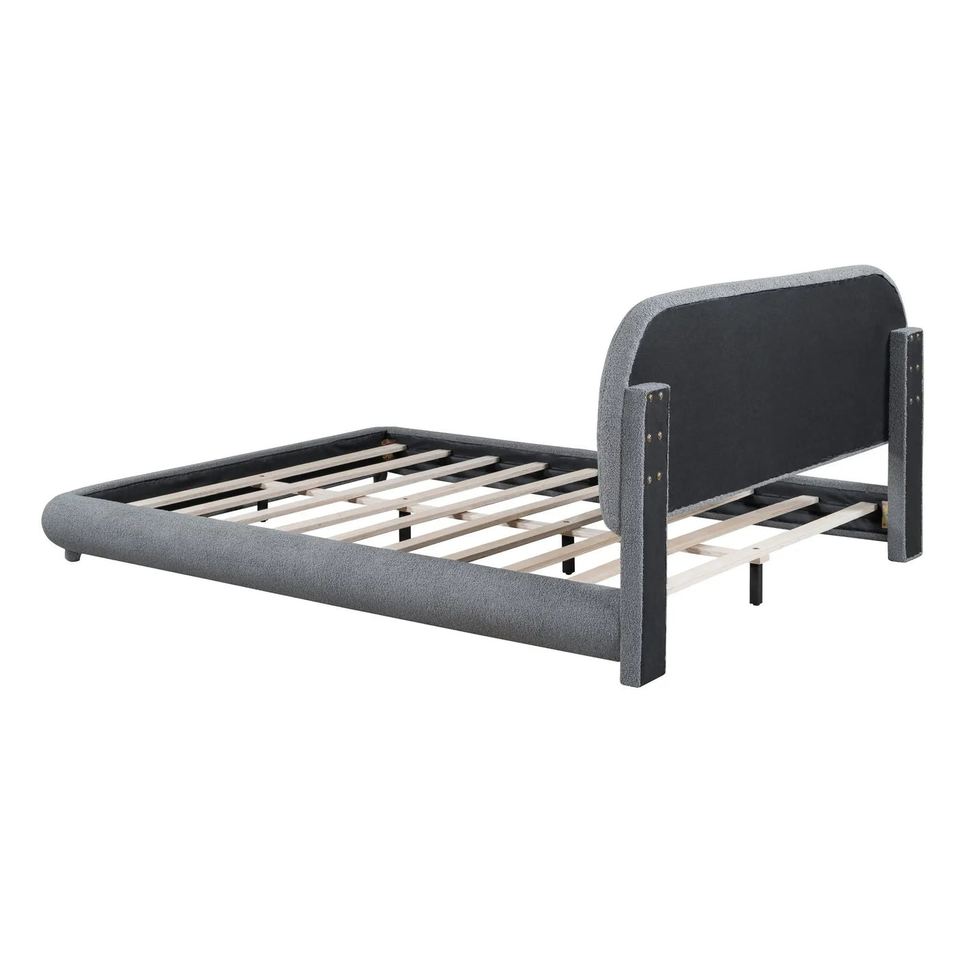 Upholstered Platform Bed With Thick Solid Frame And Stylish Curve-Shaped Design by HouseOfZazla