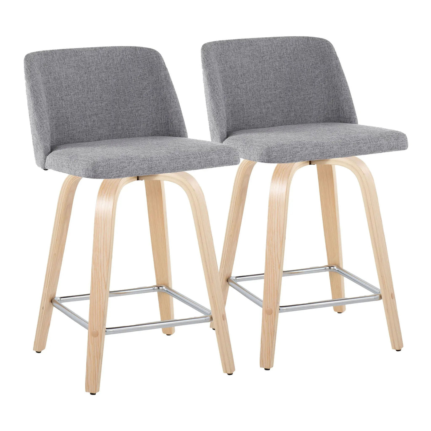 Toriano - Contemporary Fixed Height Counter Stool With Swivel With Square Footrest (Set of 2) by HouseOfZazla