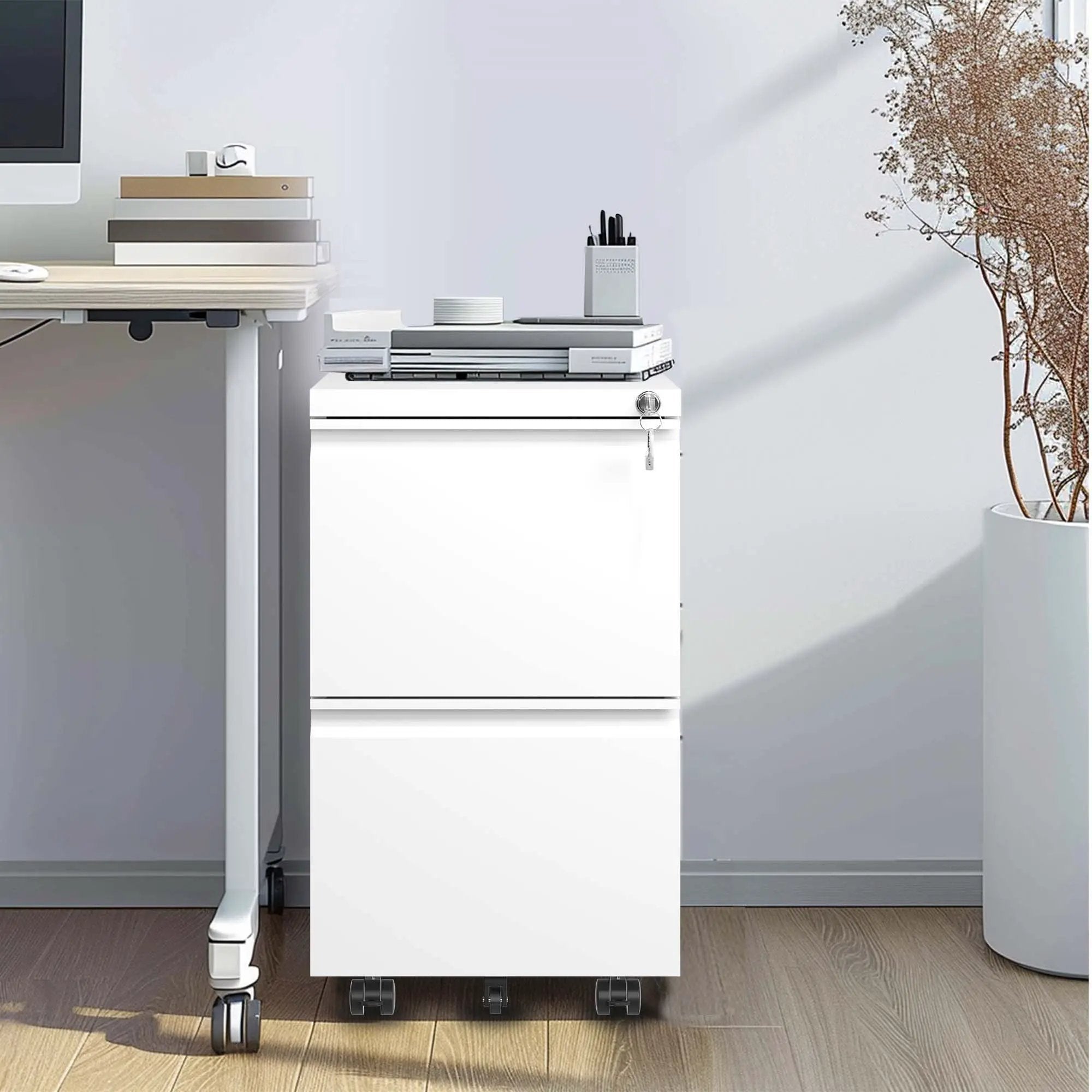 Metal Drawer Mobile File Cabinet With Lock For Home Office Organizer by Unique Piece Furniture