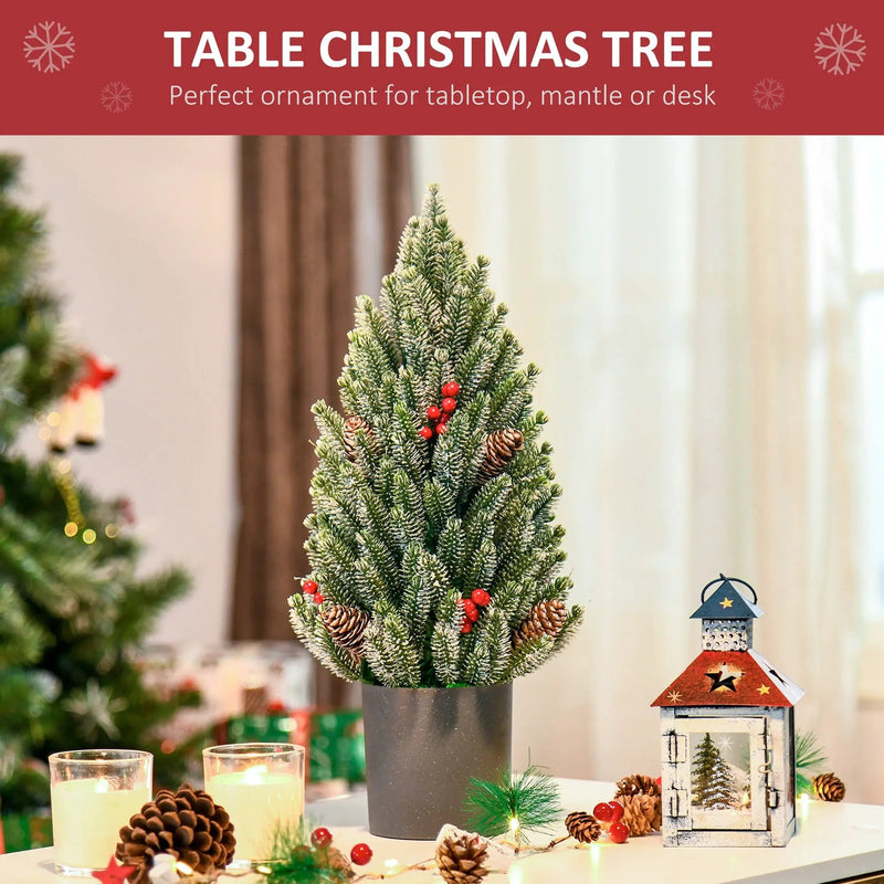 HOMCOM 18" Tall Unlit Miniature Snow-Flocked Tabletop Christmas Tree by HouseOfZazla