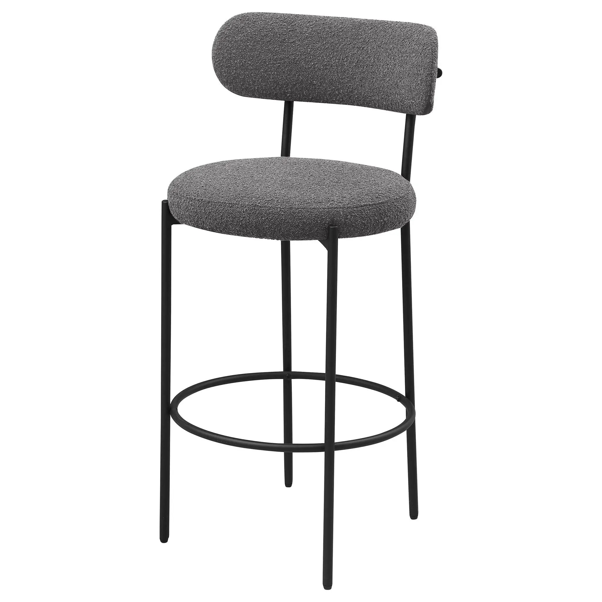 Viola Boucle Upholstered Bar Chair Grey (Set of 2) by Unique Piece Furniture