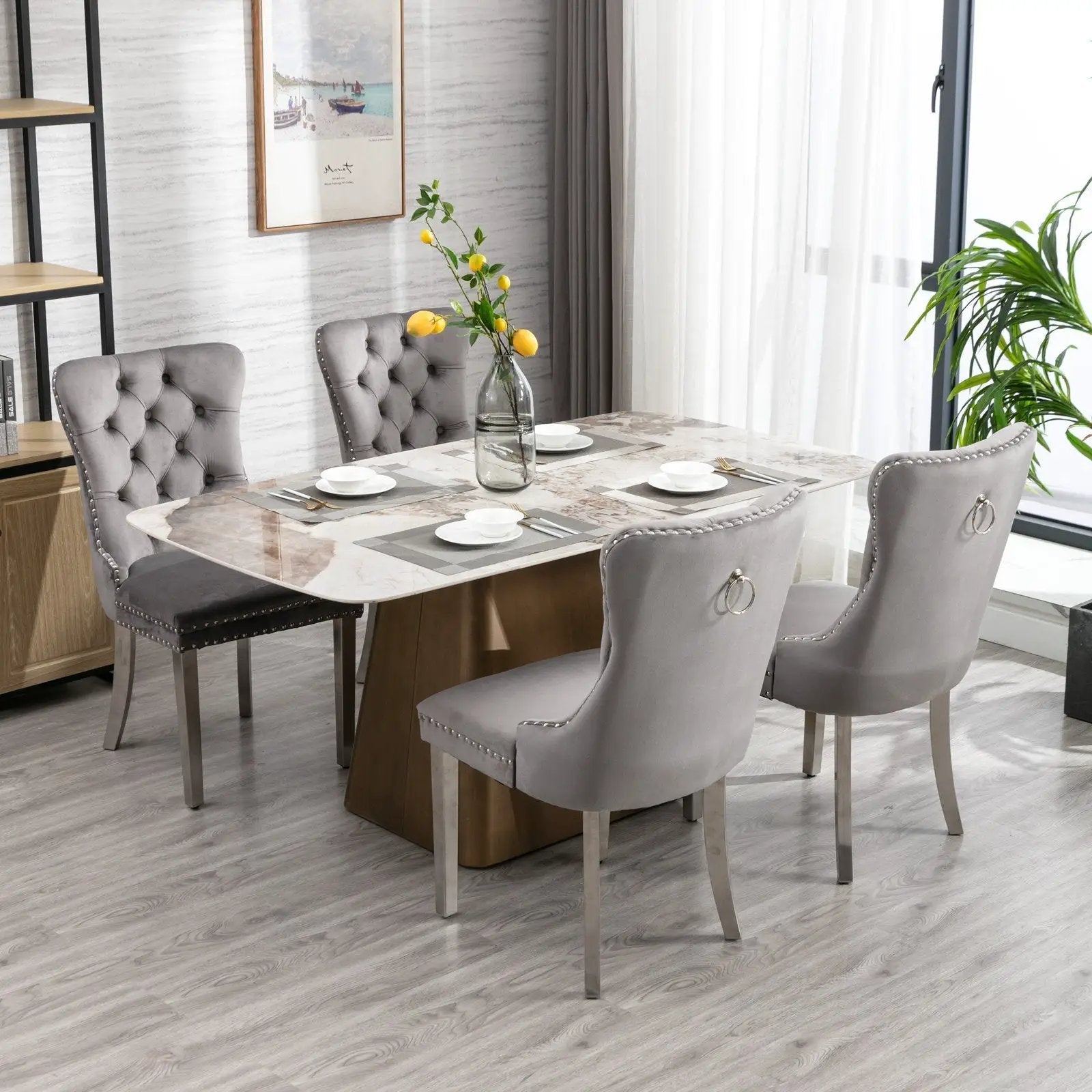 A&A Furniture Nikki Collection Modern Velvet Upholstered Dining Chairs - Set of 2 by HouseOfZazla